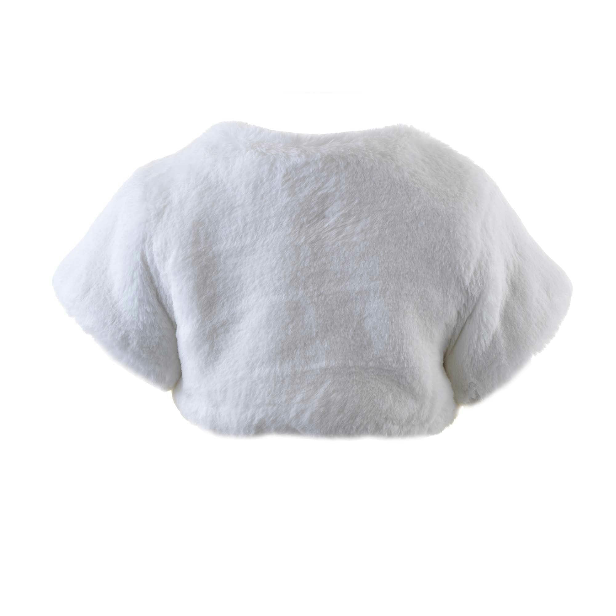 Diamante Faux Fur Bolero, Ivory