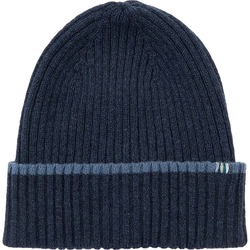 Merino Cashmere Ribbed Rolled-Up Beanie