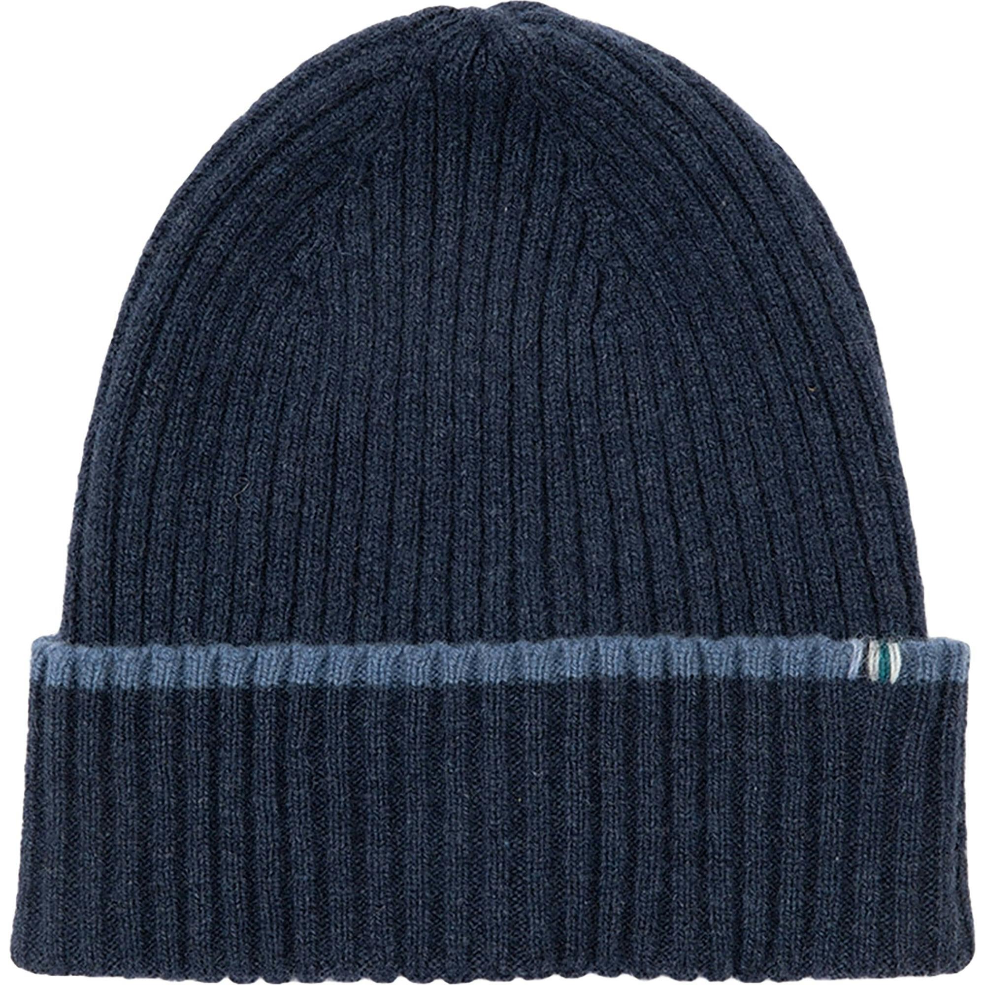 Merino Cashmere Ribbed Rolled-Up Beanie