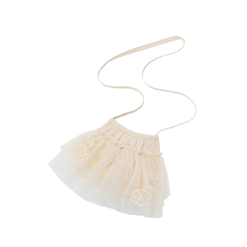 Beige Mirelle Petal Flared Tulle Dress