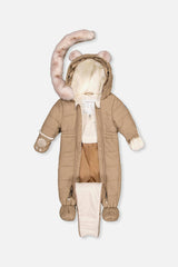 Baby One Piece Snowsuit For Car Seats Taupe