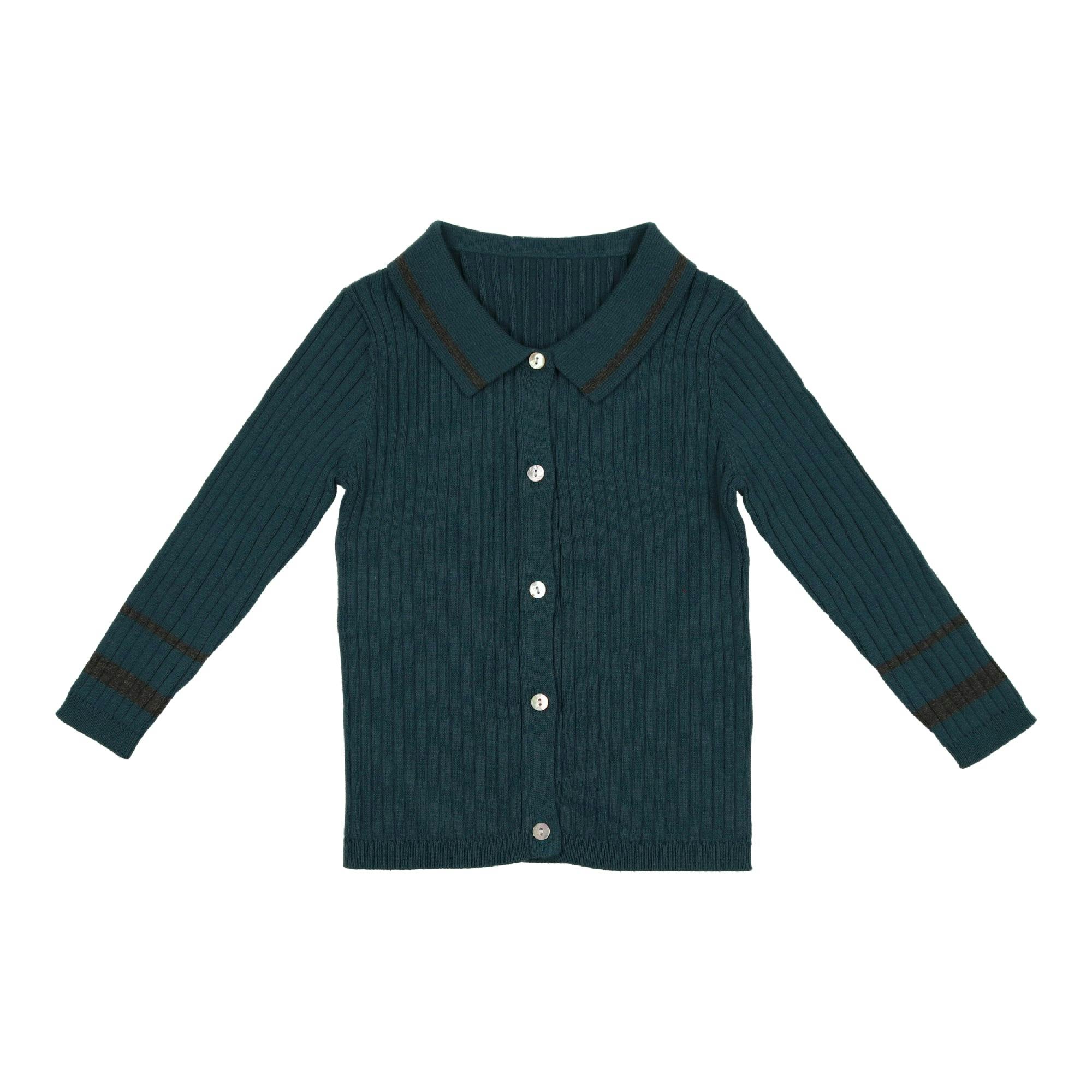 Classic Collar Contrast Stripe Cardigan