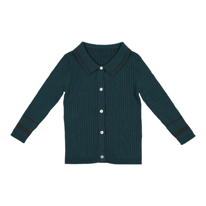 Classic Collar Contrast Stripe Cardigan
