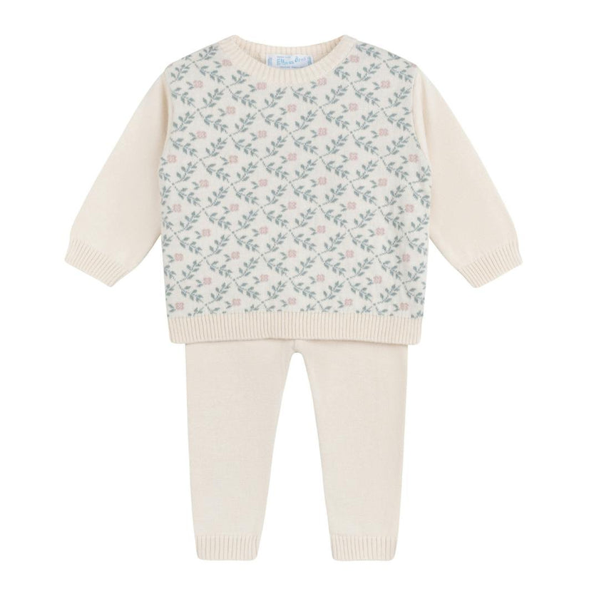 Girls Floral Vine Jacquard Knit Set