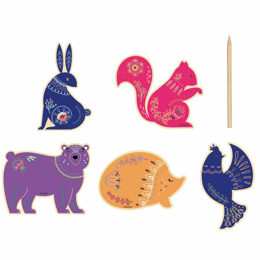 Pockets - Scratch Art Wooden Animals - 5y+