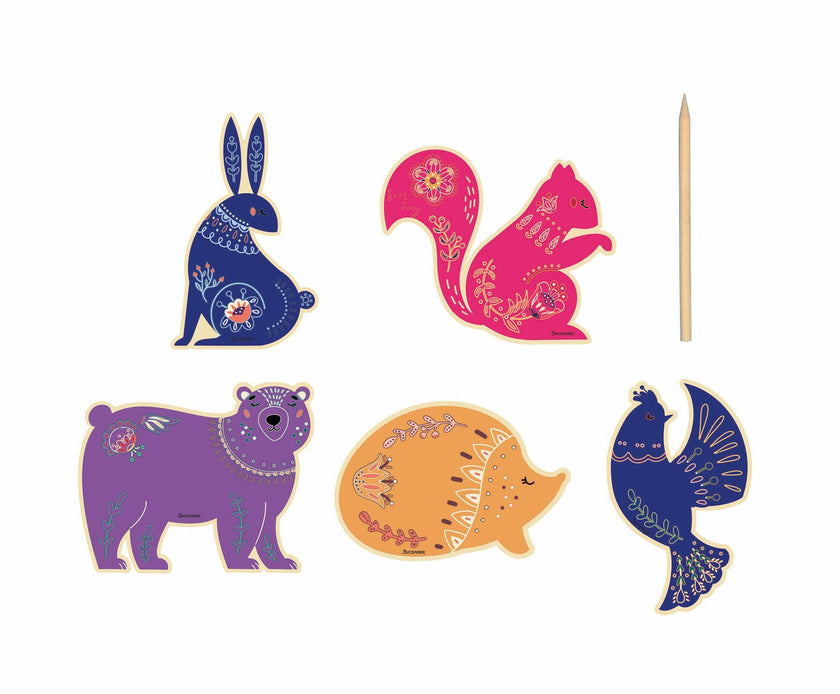 Pockets - Scratch Art Wooden Animals - 5y+