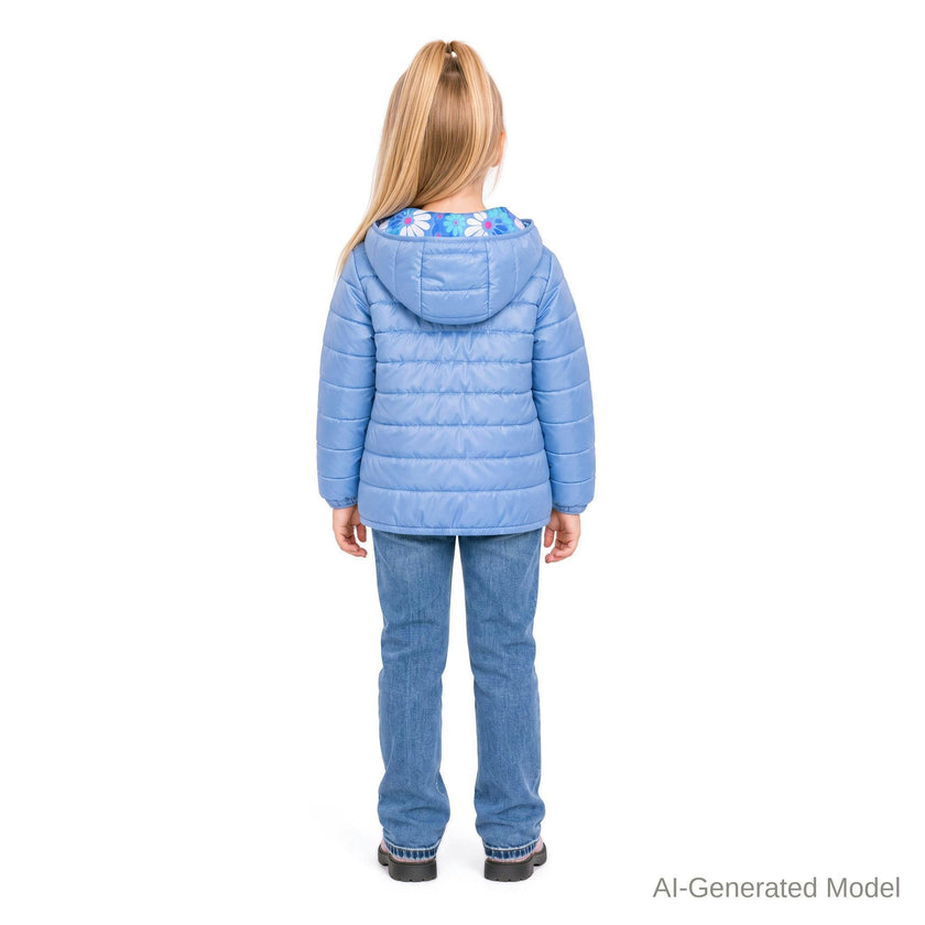 Reversible Color-Changing Puffer Jacket | Blue Floral