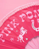 Pink Pony Club Fan - ruffled folding fan