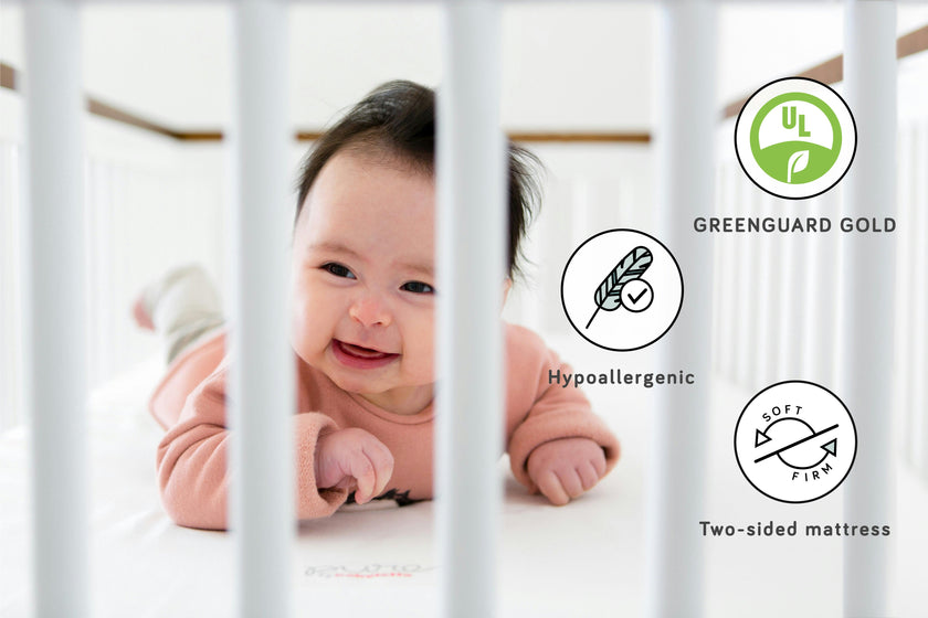 Babyletto Pure Core Non-Toxic Mini Crib Mattress with Hybrid Waterproof Cover