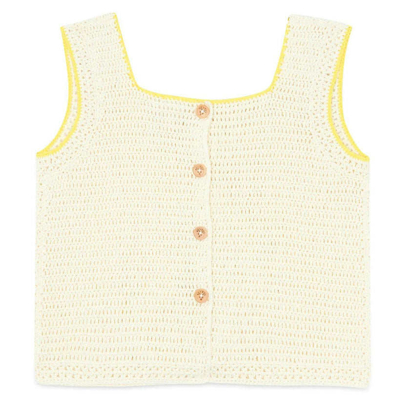BONTON Citron Heart Pocket Crochet Vest