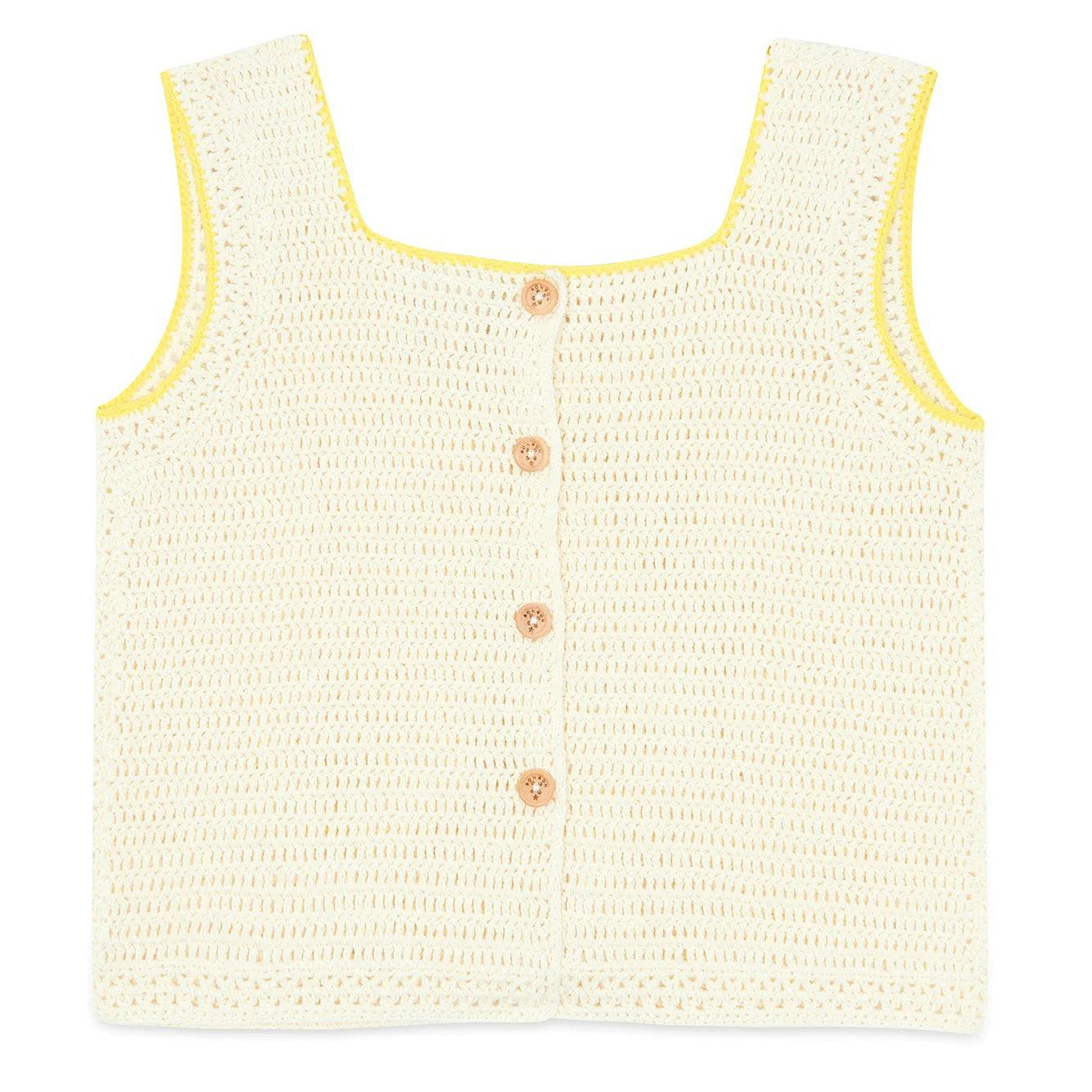 BONTON Citron Heart Pocket Crochet Vest
