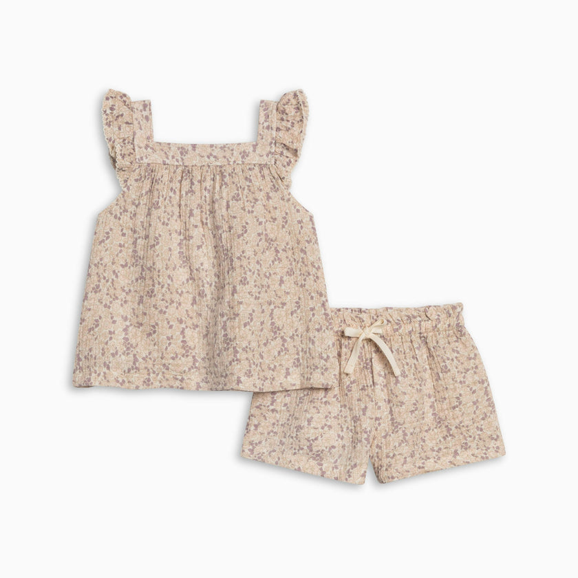 Louise Muslin Tank and Short Set - Vionna Floral / Shell + Fog