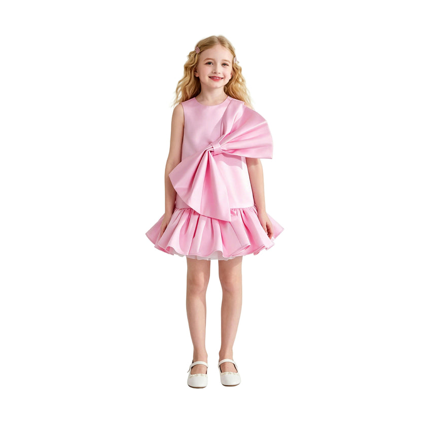 Pink Dahlielle Satin Bow Dress