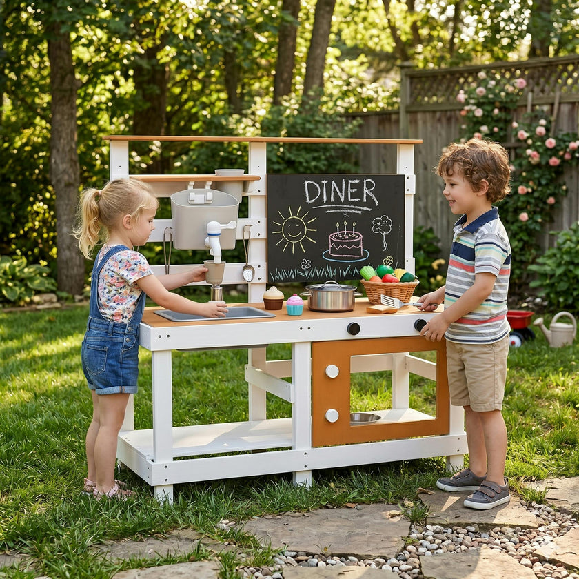 Avenlur Woodland Mud Kitchen – Montessori Outdoor Wooden Play Kitchen