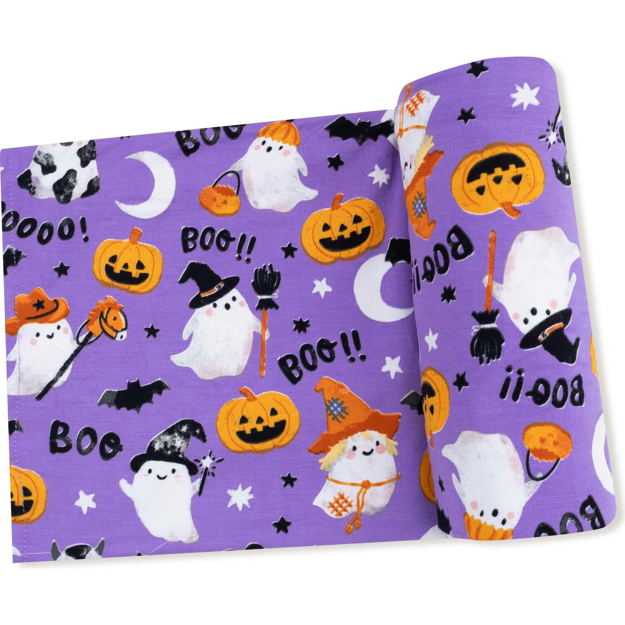 Costumed Ghosts - Glow In The Dark - Purple - Swaddle Blanket