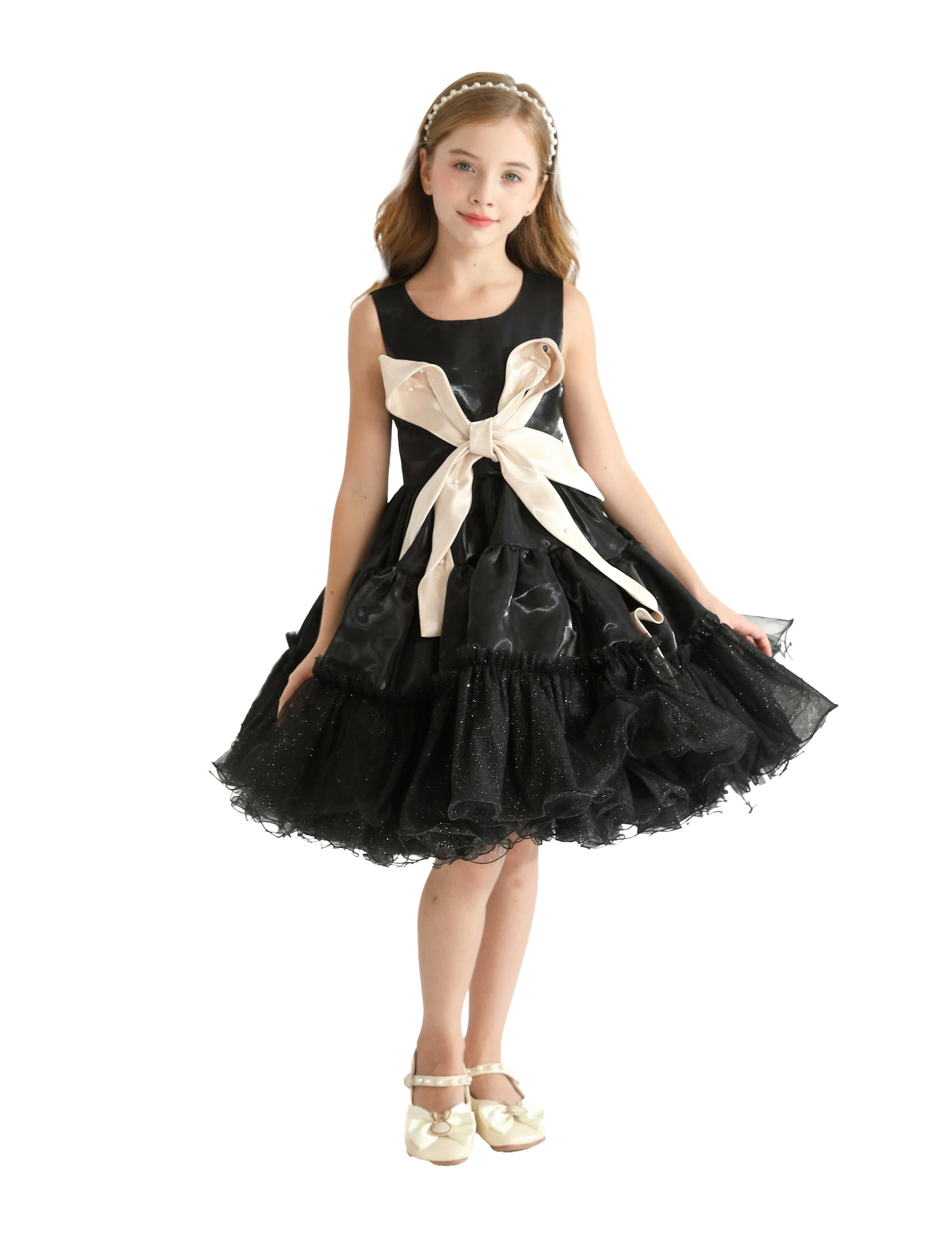 Black Sleeveless Bow Madrona Dress