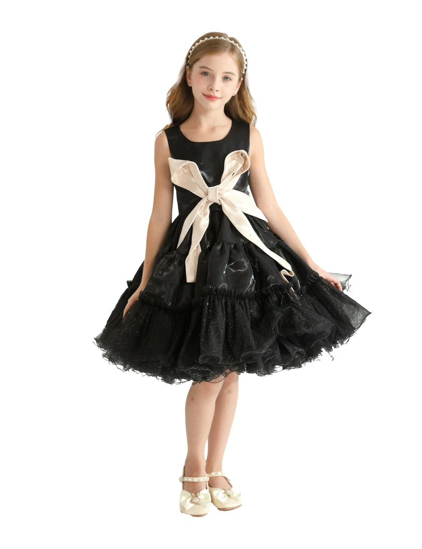 Black Sleeveless Bow Madrona Dress