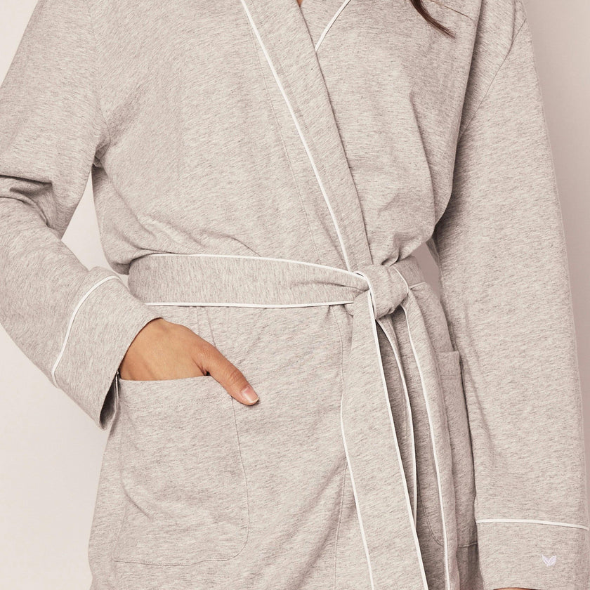 Women's Pima Robe in Light Heather Grey