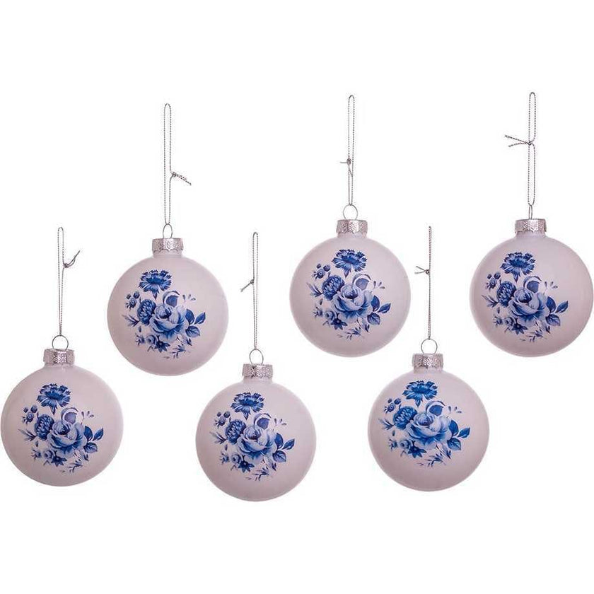 80MM Delft Blue Shiny Glass Ball Ornaments