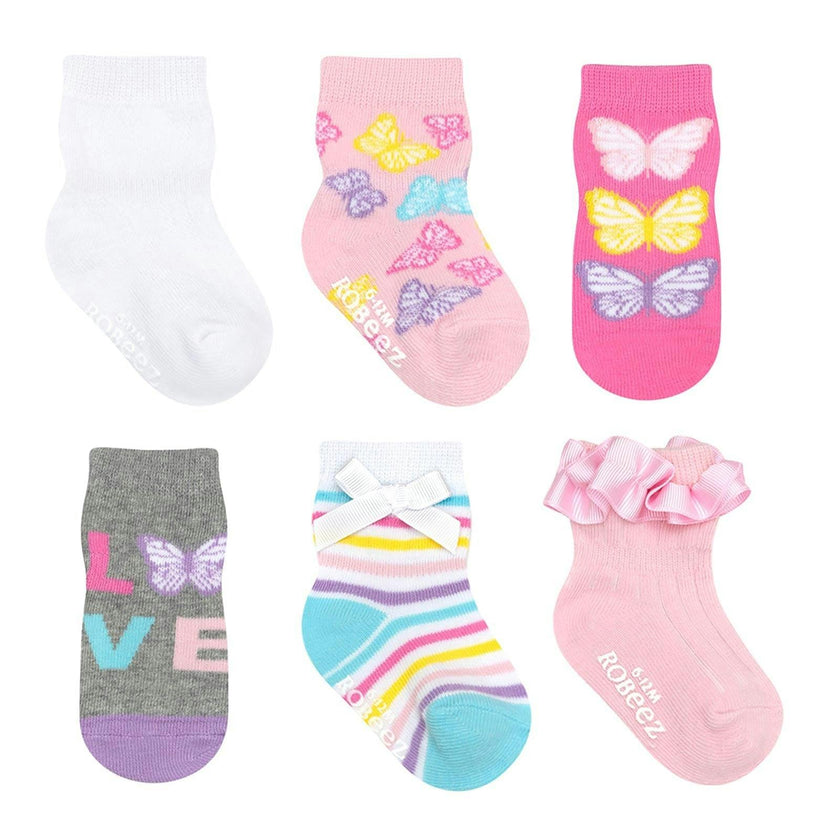 Lovely Butterflies Pink 6pk Sock