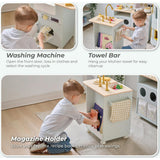 Teamson Kids Little Chef Savannah 3-Pcs Wooden Play Kitchen with 21 Accessories