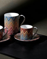 Coffee Cup & Saucer ZIG ZAG Set of 2 in Luxury Box Jarris 156 diam. 2.3", H 2.5", Cap. 4 oz, Saucer diam. 4.75"