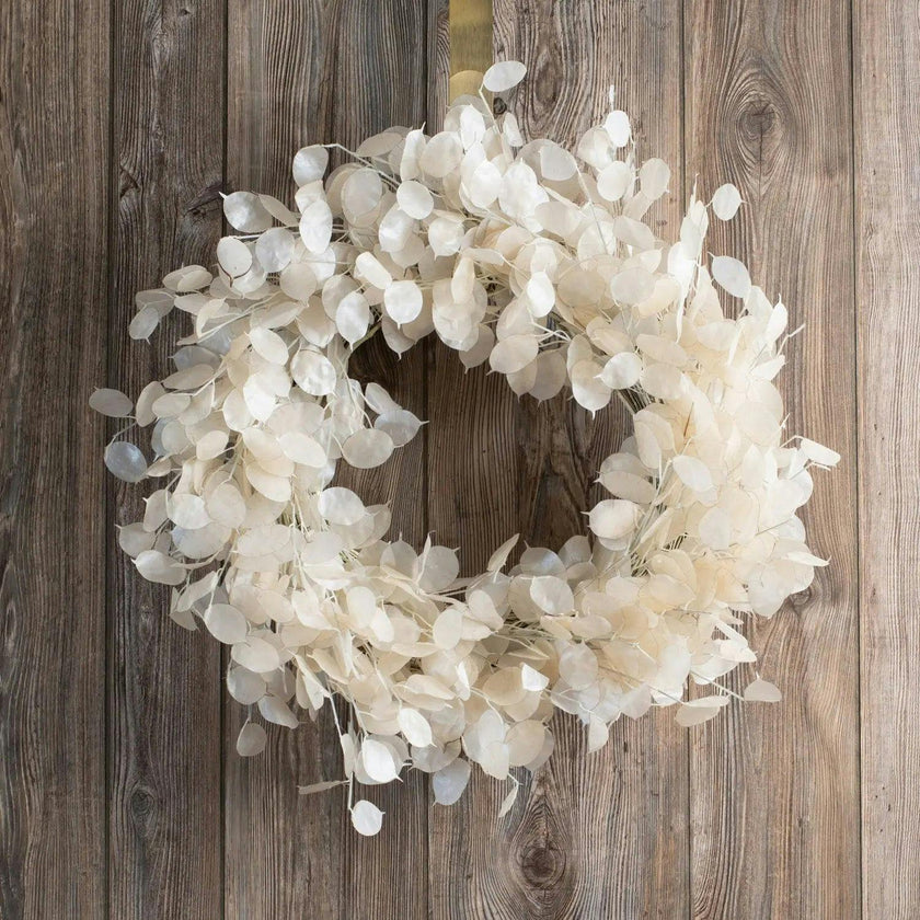 Dried Look Translucent Bleached Lunaria All Seasons Fall Wreath