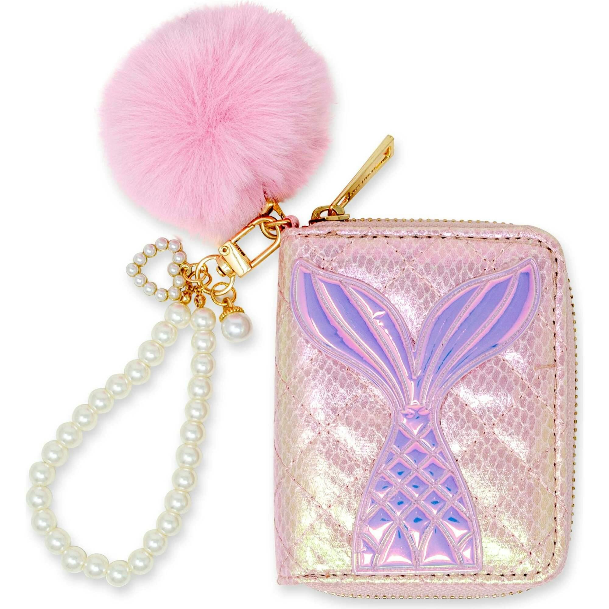 Mermaid Tail  Wallet with Pom-Pom & Pearl Strap
