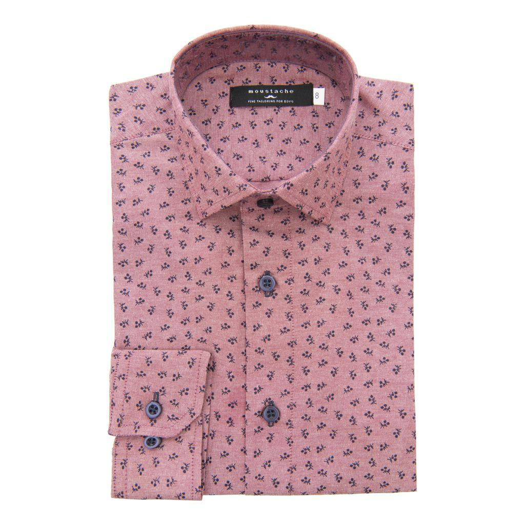 Red Dandelion Print Dress Shirt