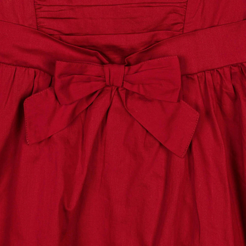Organic Cap Sleeve High Low Sateen Party Dress, Red
