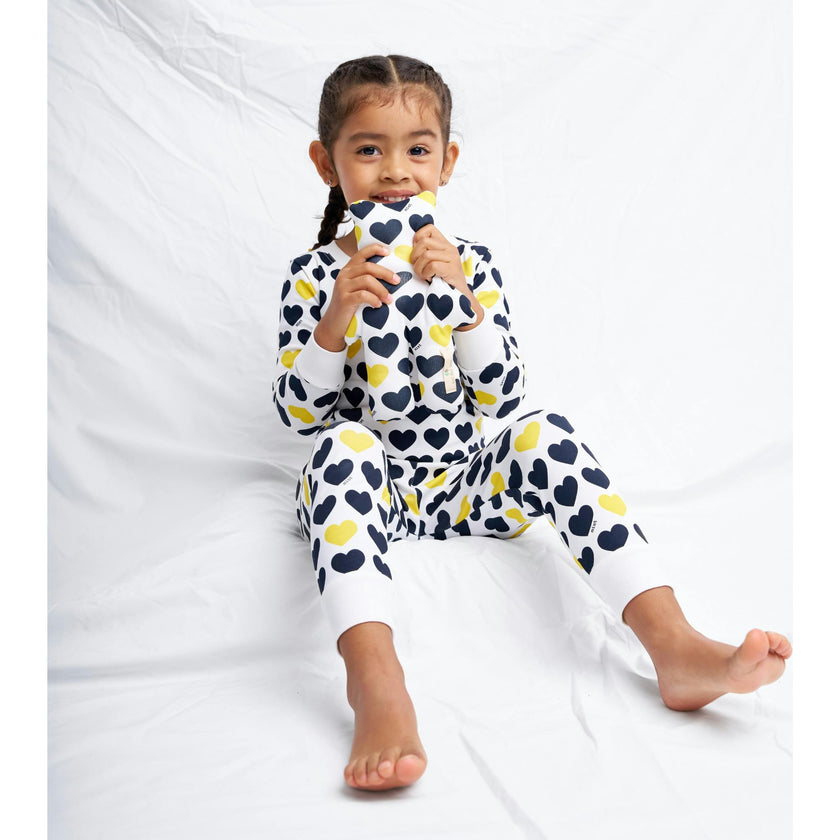 Black & Yellow Hearts Two piece Kids Pajama
