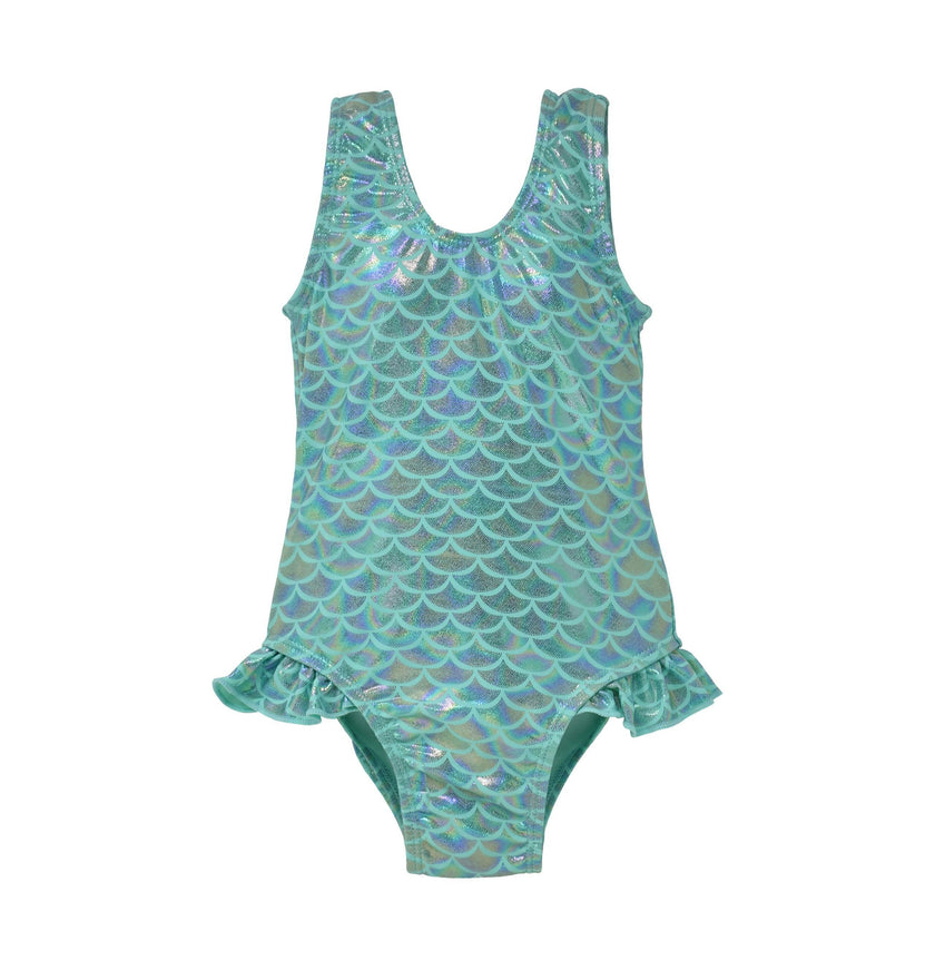 UPF 50+ Delaney Hip Ruffle Swimsuit - Fairy Tale Scales