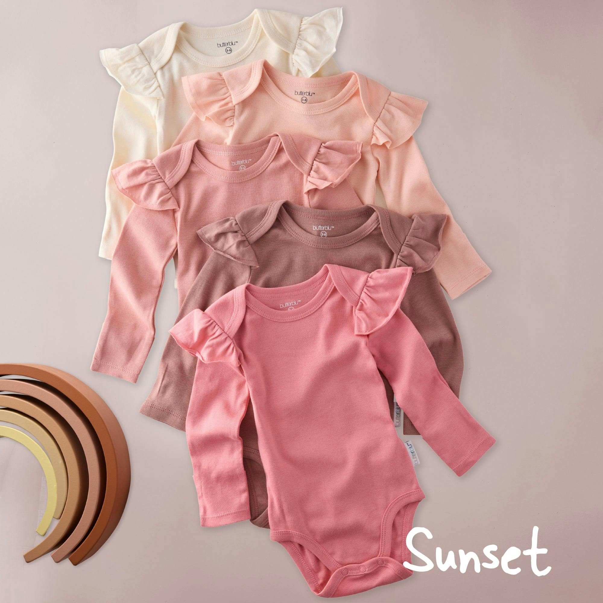 ASHLEY 5-Pack Long Sleeve Ruffle Bodysuits