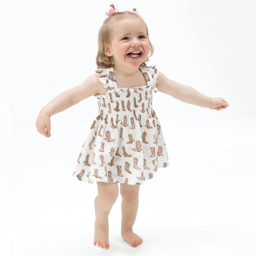 Cowgirl Boots - Smocked Top with Bloomer