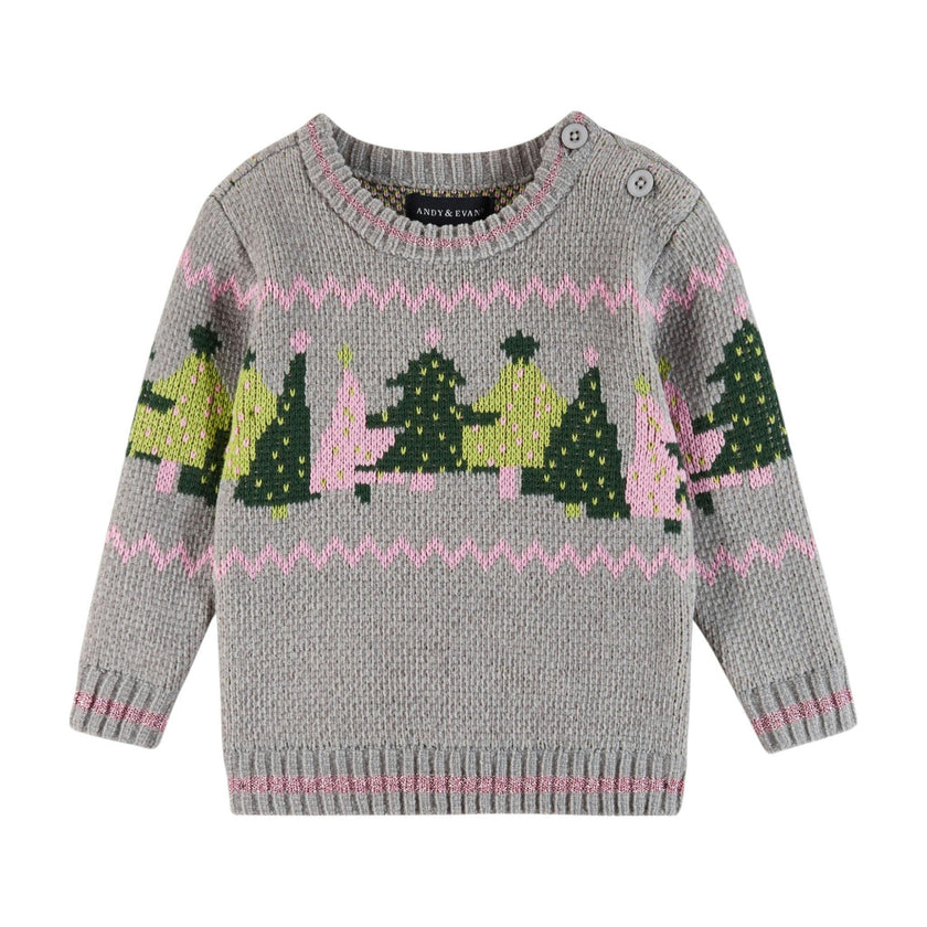 Infant Grey Chenille Sweater w/Tree Graphic & Sweater Knit Pant Set