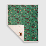 Cozy Switch Blanket – Reversible Sherpa & Mink Fleece Blanket with Embroidered Appliqué, Camping Bears