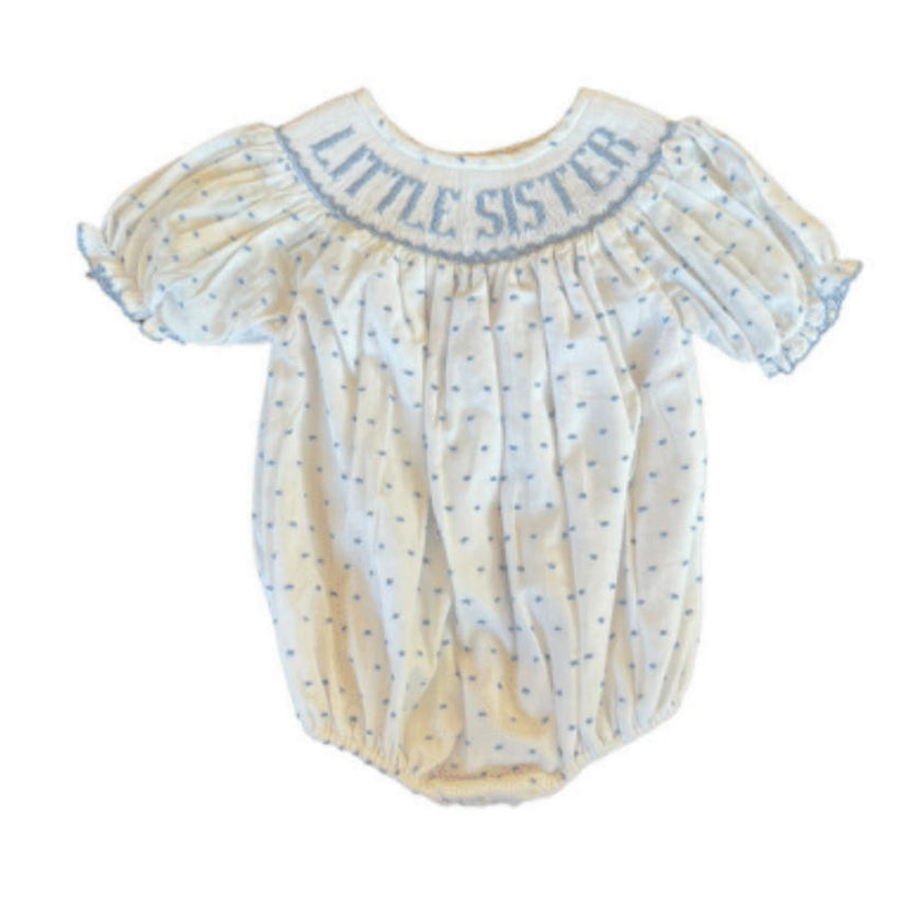 Little Sister Bubble - Blue Swiss Dot (IMMEDIATE SHIP)