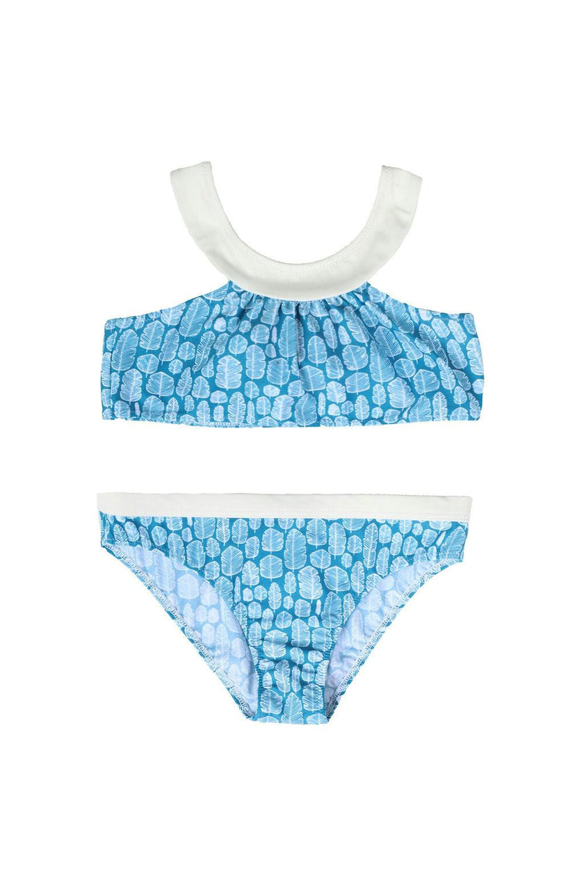 Luna Bikini Banana Leaves Print Sky Blue