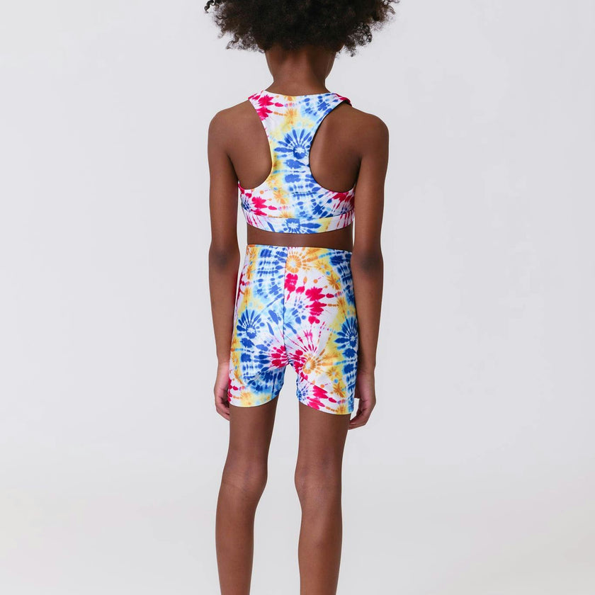Girls Hi-Shine Booty Shorts in Starburst Tie Dye