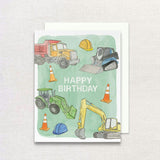 Construction Trucks Birthday Greeting Card