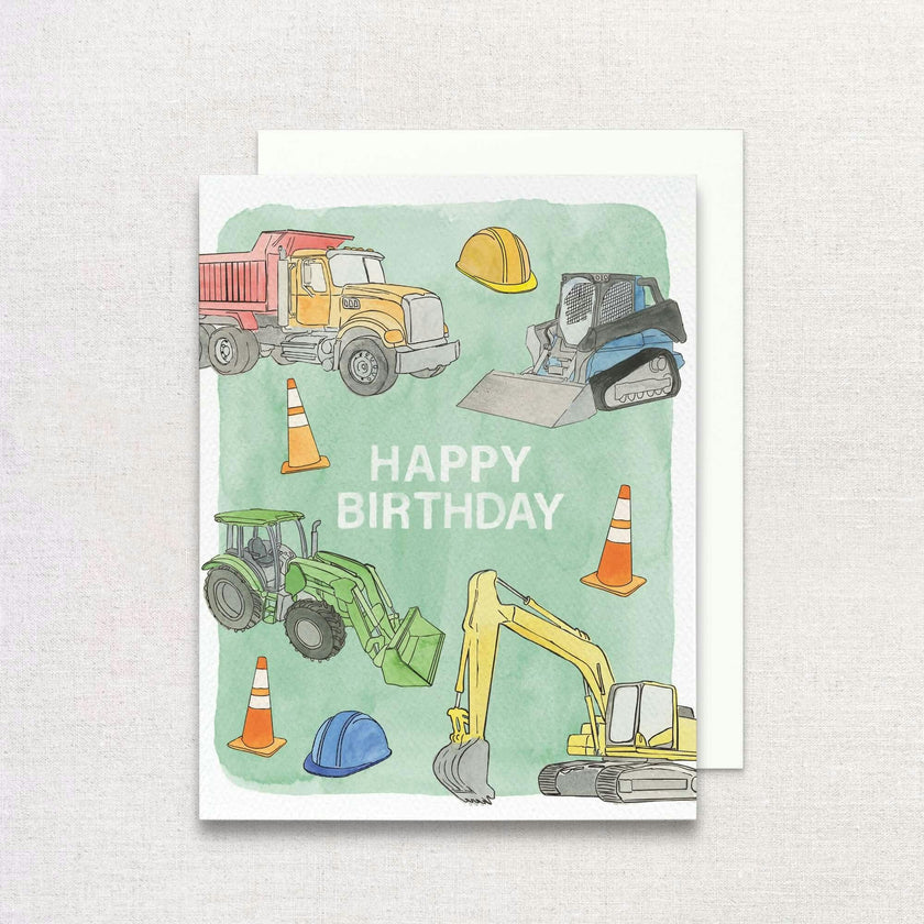 Construction Trucks Birthday Greeting Card