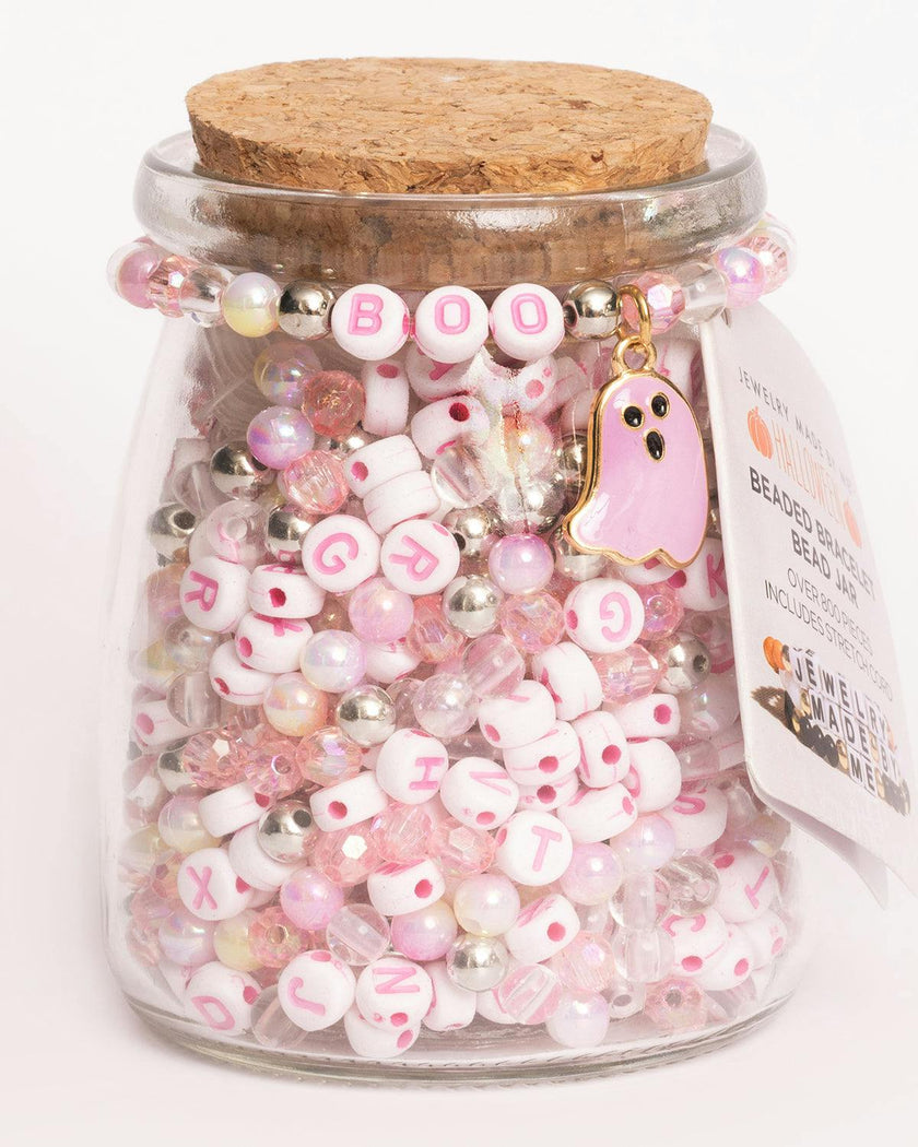 BOO Pastel Pink Letter Bead & Ghost Charm DIY Bead Jar