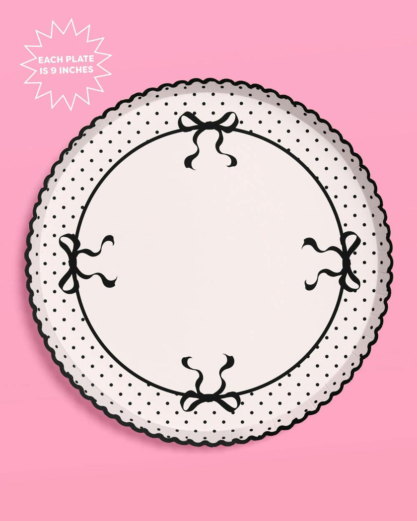 Little Black Bow Plates - 25 paper plates