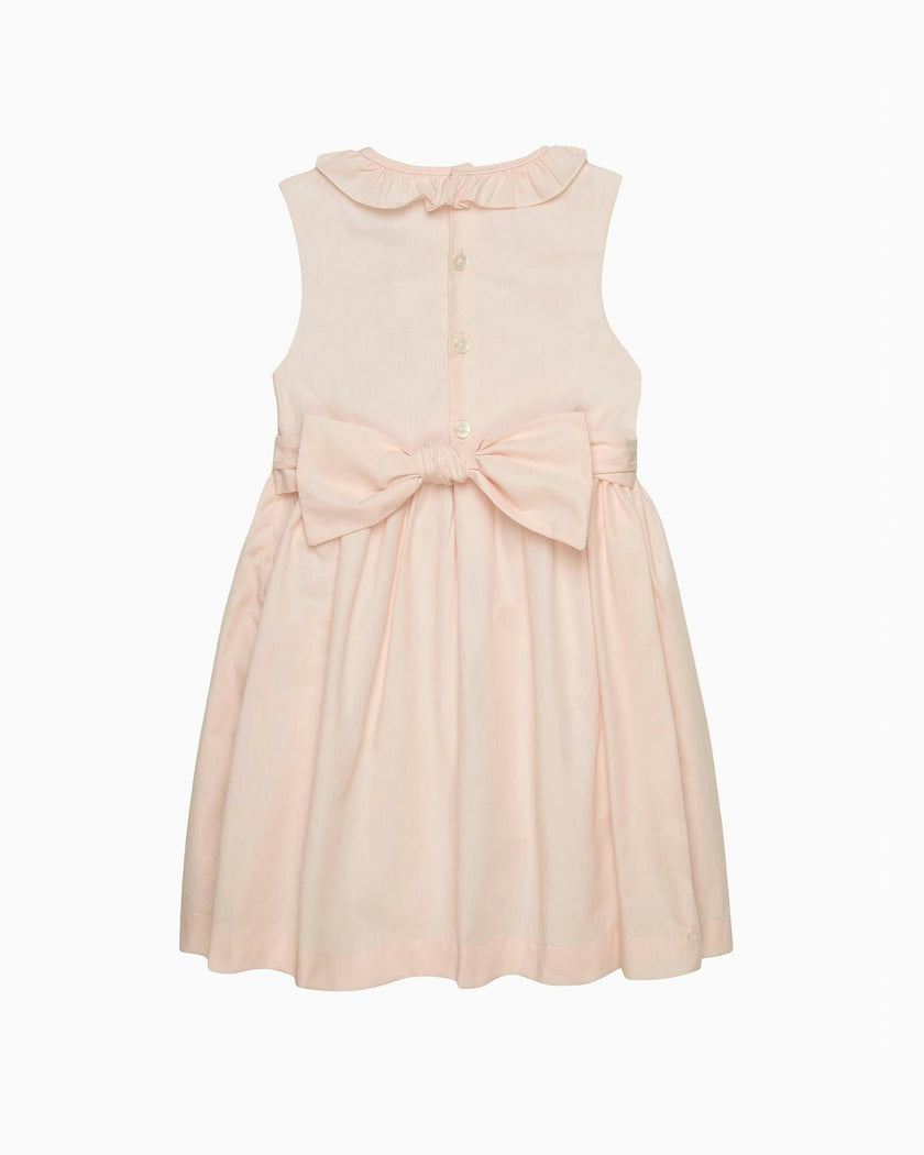 Sleeveless Willow Rose Hand Smocked Dress in Peach
