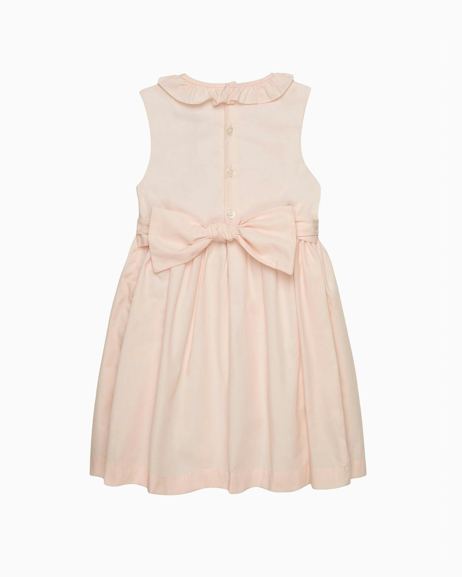 Sleeveless Willow Rose Hand Smocked Dress in Peach