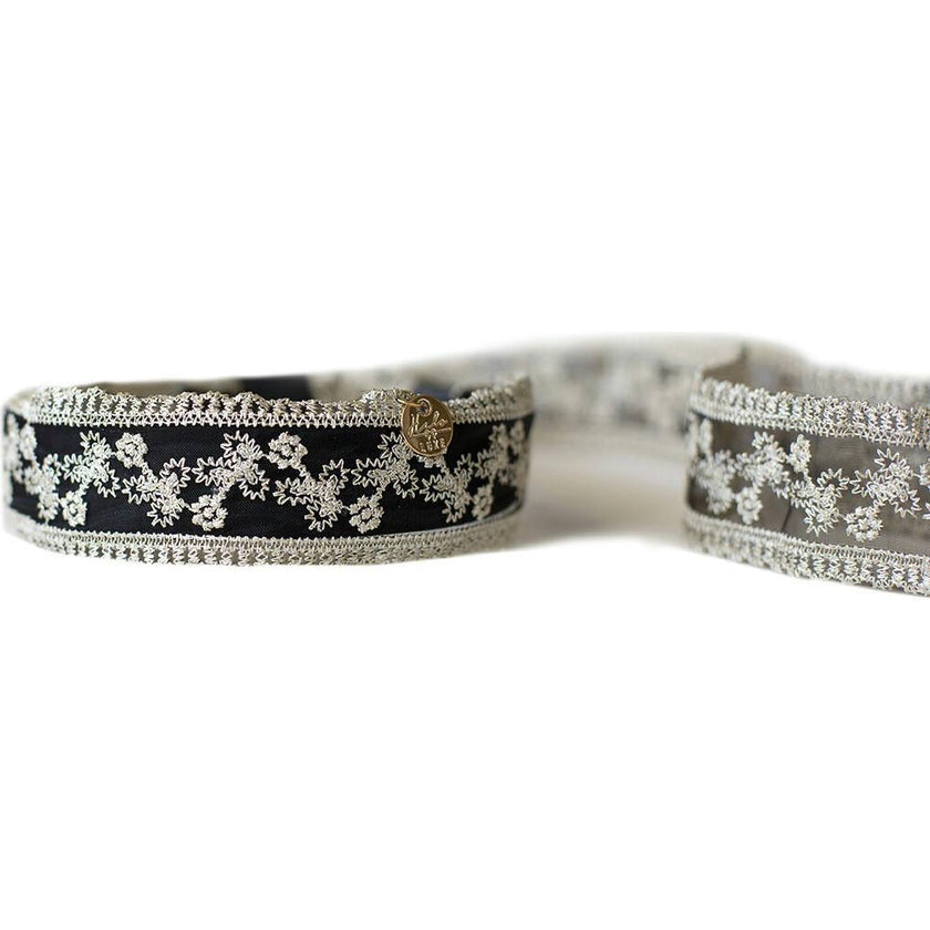 Anna Lace Tie-Back Headband Black