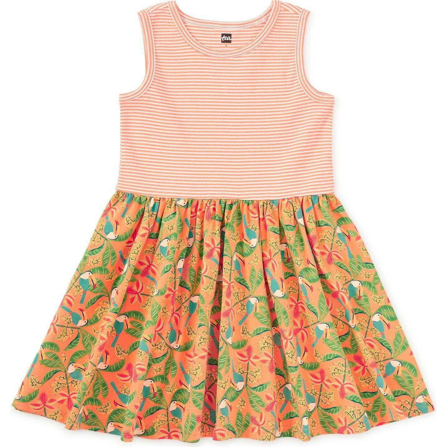 Print Mix Tank Skirted Dress, Yellow