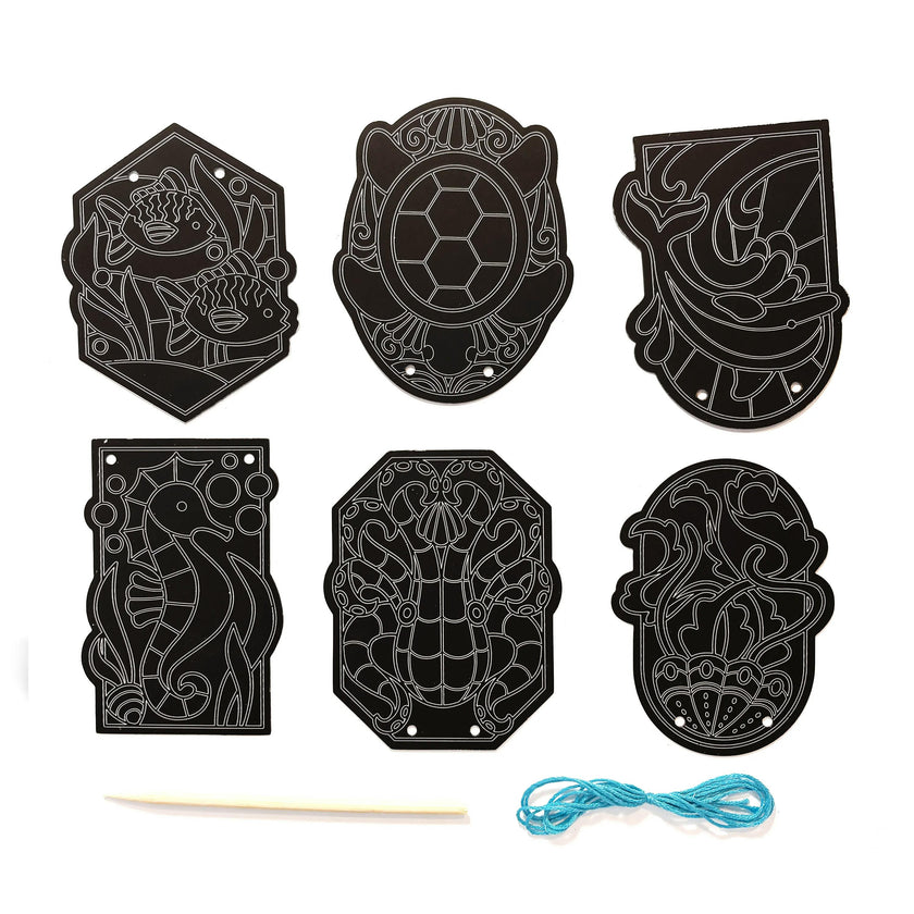 Scratch & Scribble Mini Window Banner Kit - Ocean - 6 Cards