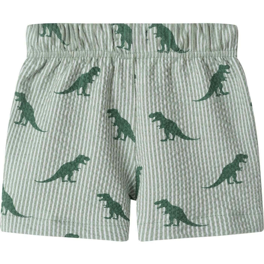 Infant Boys Short Sleeve Cabana Set | Green Stripe Dino
