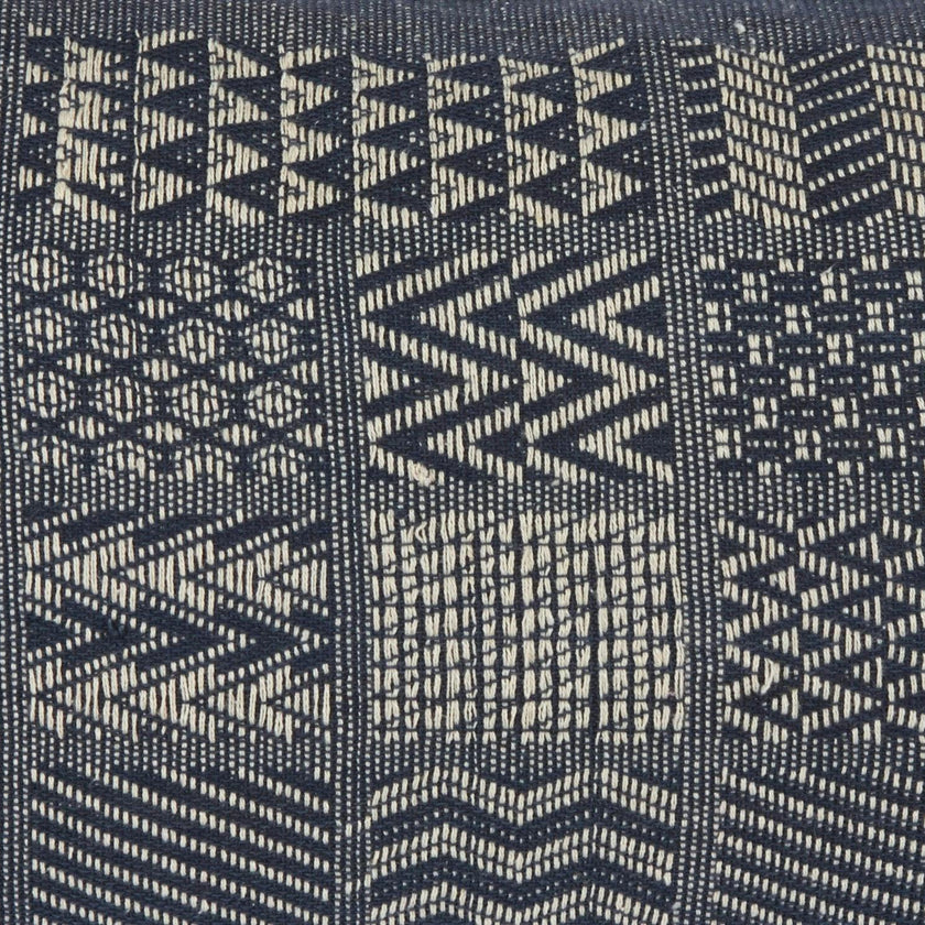 Artisan Hand Loomed Cotton Square Pillow - Indigo Blocks - 24" Arcadia Home